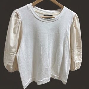 Emily Lovelock - Anthropologie White & Cream Puff Sleeve Top